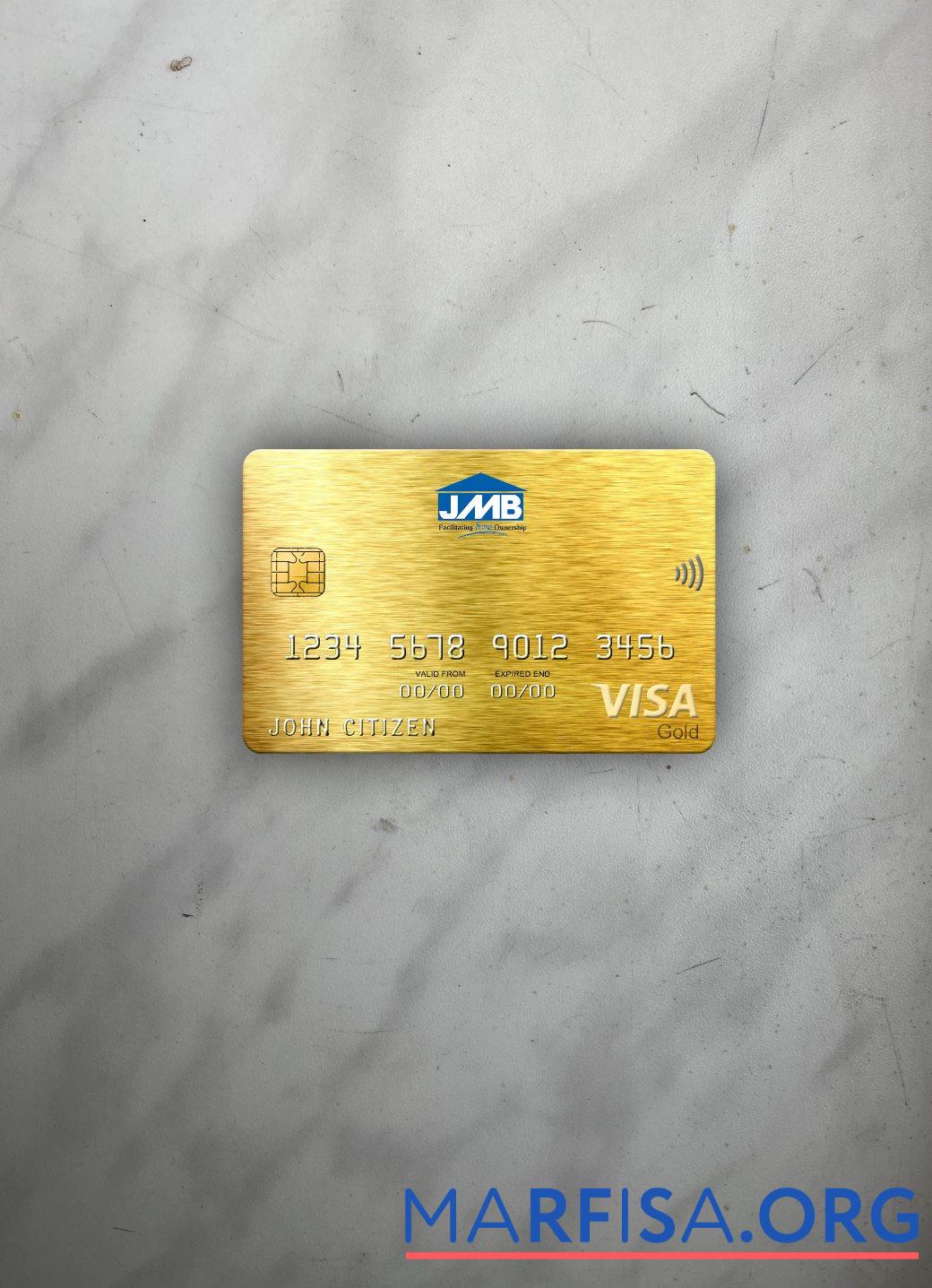 Downloadable Jamaica Mortgage bank visa gold card photolook front sample